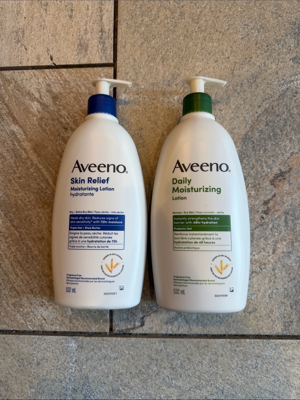 Skin Relief & Daily Moisturizing Lotion Duo - White with Blue & Green Caps X2
